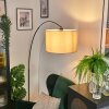 Soungou Bogenlampe 38 cm Chrom, Schwarz, 1-flammig, Stoff-Lampenschirm