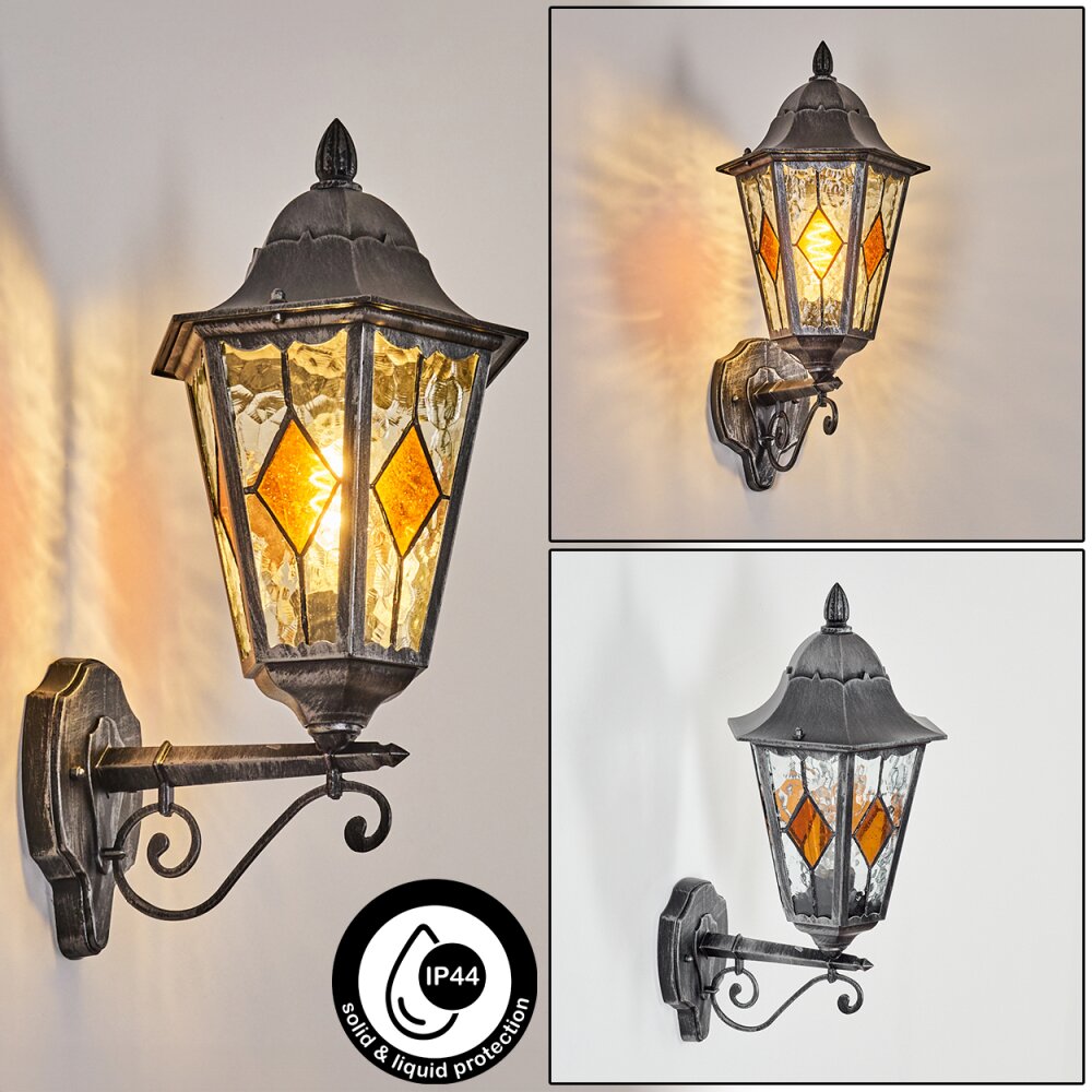 Lignac Außenwandleuchte Schwarz, Silber, 1-flammig main product photo