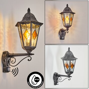 Lignac Außenwandleuchte Schwarz, Silber, 1-flammig, Bewegungsmelder