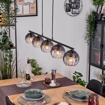 Koyoto Pendelleuchte Glas 15 cm Klar, Rauchfarben, 5-flammig