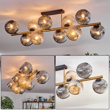 Ripoll Deckenleuchte Glas 15 cm Gold, Schwarz, 10-flammig