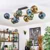 Ripoll Deckenleuchte Glas 15 cm Gold, Schwarz, 10-flammig
