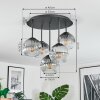 Ripoll Deckenleuchte Glas 15 cm Klar, Rauchfarben, 5-flammig