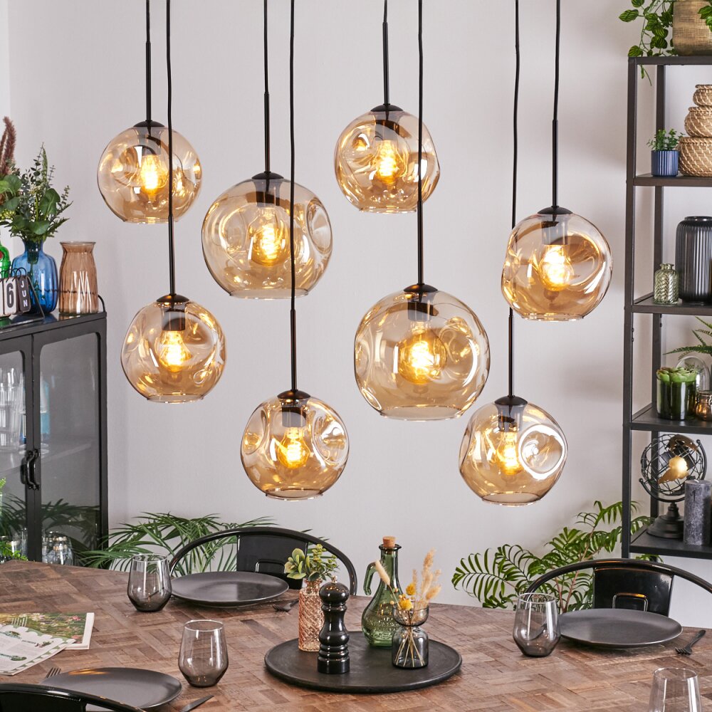 Ripoll Hängeleuchte Glas 20 cm, 25 cm Bernsteinfarben, 8-flammig main product photo