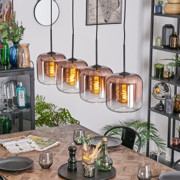 Lauden Hängeleuchte Glas 20 cm Klar, Kupferfarben, 4-flammig