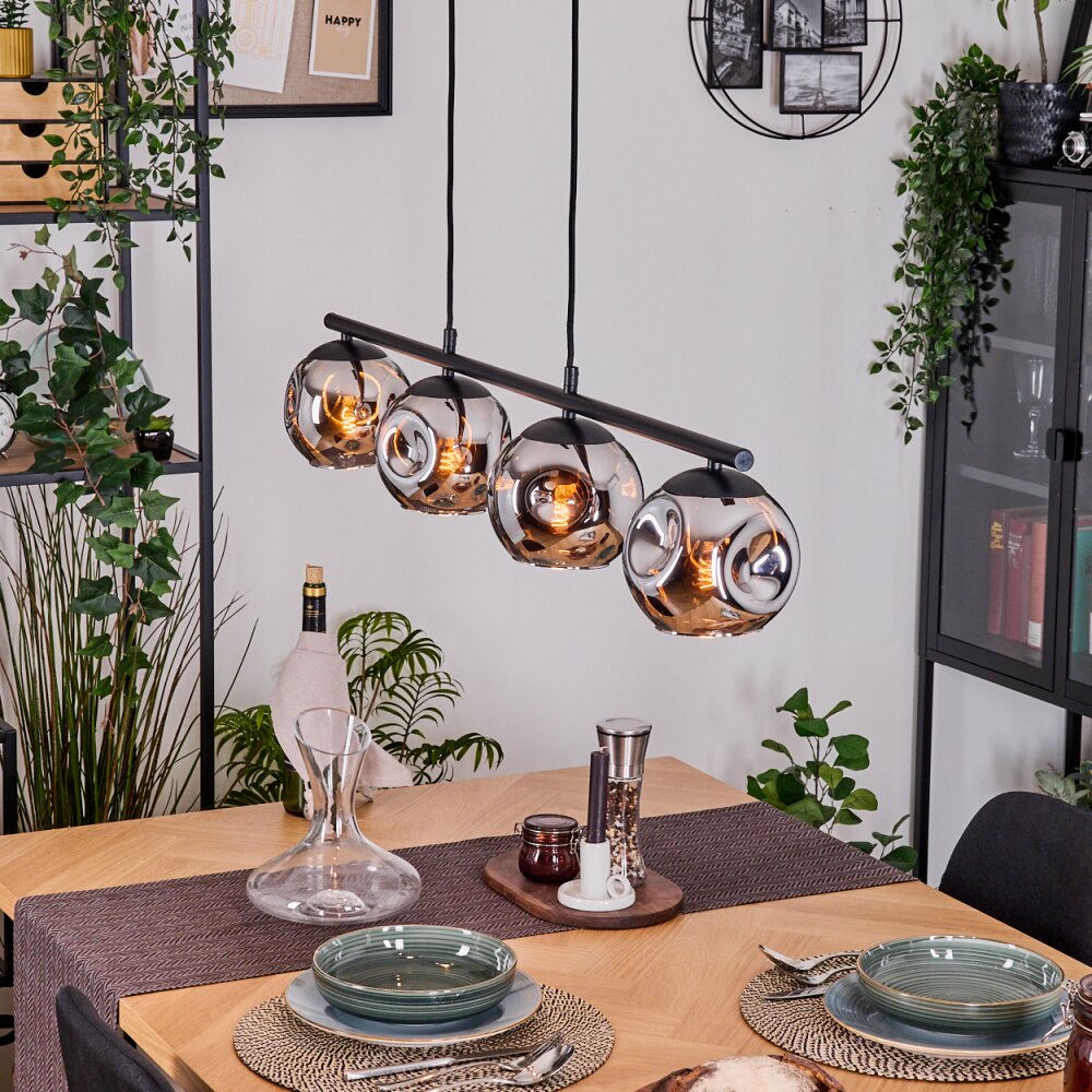 Ripoll Pendelleuchte Glas 15 cm Chrom, Rauchfarben, 4-flammig main product photo