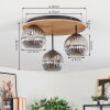 Ripoll Deckenleuchte Glas 15 cm Naturfarben, Schwarz, 3-flammig