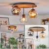 Ripoll Deckenleuchte Glas 15 cm Naturfarben, Schwarz, 3-flammig