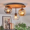Ripoll Deckenleuchte Glas 15 cm Naturfarben, Schwarz, 3-flammig