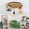 Ripoll Deckenleuchte Glas 15 cm Naturfarben, Schwarz, 3-flammig