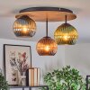 Koyoto Deckenleuchte Glas 15cm Braun, Holzoptik, Schwarz, 3-flammig