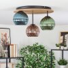 Koyoto Deckenleuchte Glas 15cm Braun, Holzoptik, Schwarz, 3-flammig