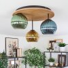 Koyoto Deckenleuchte Glas 15cm Braun, Holzoptik, Schwarz, 3-flammig