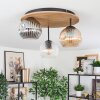 Ripoll Deckenleuchte Glas 15cm Braun, Holzoptik, Schwarz, 3-flammig