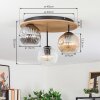 Ripoll Deckenleuchte Glas 15cm Braun, Holzoptik, Schwarz, 3-flammig