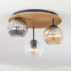 Ripoll Deckenleuchte Glas 15cm Braun, Holzoptik, Schwarz, 3-flammig