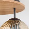 Ripoll Deckenleuchte Glas 15cm Braun, Holzoptik, Schwarz, 3-flammig