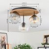 Ripoll Deckenleuchte Glas 15cm Braun, Holzoptik, Schwarz, 3-flammig