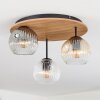 Ripoll Deckenleuchte Glas 15cm Braun, Holzoptik, Schwarz, 3-flammig