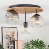 Ripoll Deckenleuchte Glas 15cm Braun, Holzoptik, Schwarz, 3-flammig