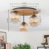 Ripoll Deckenleuchte Glas 15cm Braun, Holzoptik, Schwarz, 3-flammig