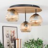 Ripoll Deckenleuchte Glas 15cm Braun, Holzoptik, Schwarz, 3-flammig