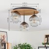 Ripoll Deckenleuchte Glas 15cm Braun, Holzoptik, Schwarz, 3-flammig