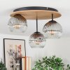 Ripoll Deckenleuchte Glas 15cm Braun, Holzoptik, Schwarz, 3-flammig