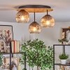Ripoll Deckenleuchte Glas 15 cm Naturfarben, Schwarz, 3-flammig