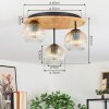 Ripoll Deckenleuchte Glas 15 cm Naturfarben, Schwarz, 3-flammig