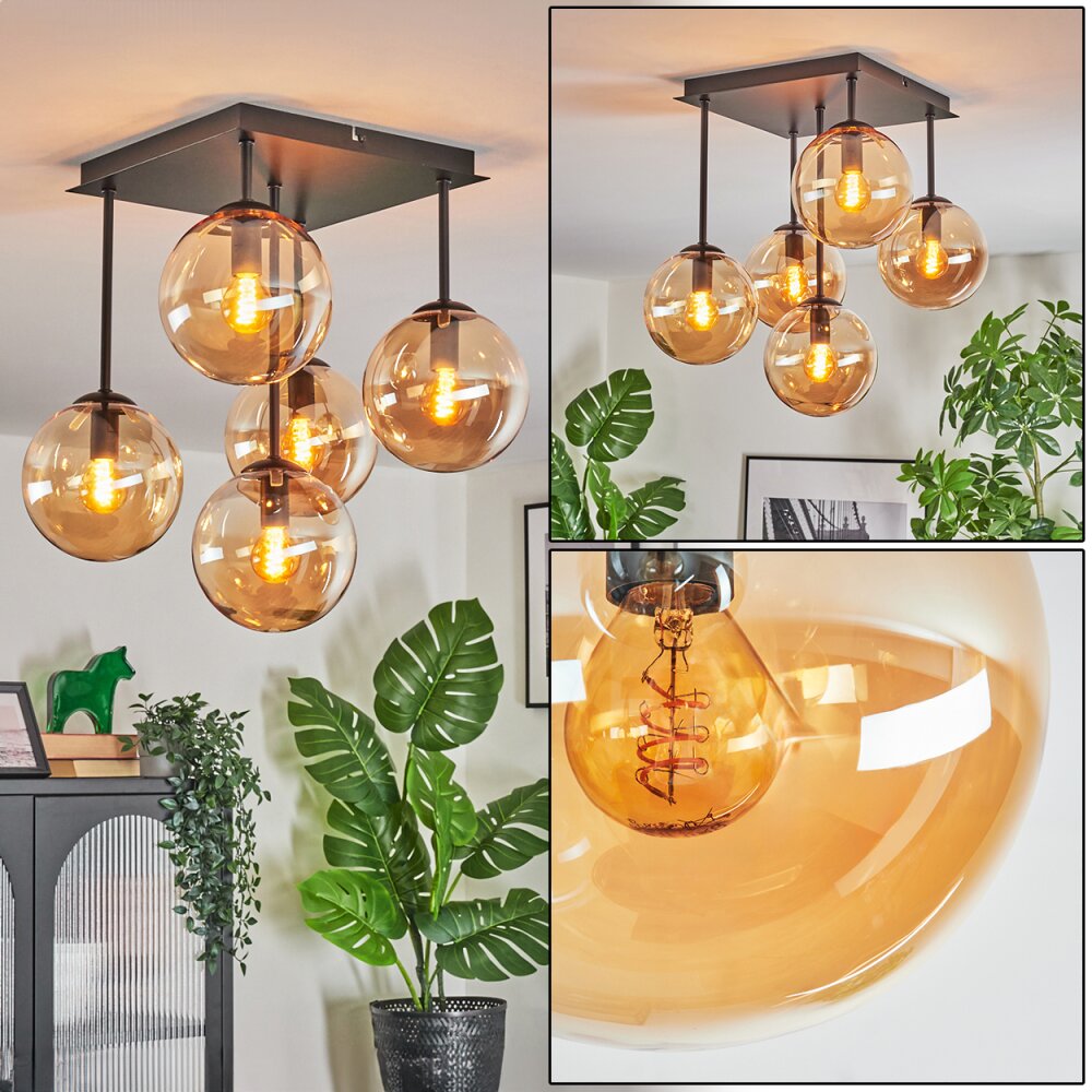 Gastor Deckenleuchte Glas 15 cm Bernsteinfarben, 5-flammig main product photo