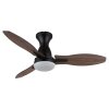 Globo Gale Deckenventilator LED Holzoptik, Naturfarben, Schwarz, 1-flammig, Fernbedienung