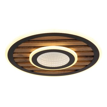 Globo Woody Deckenleuchte LED Naturfarben, Schwarz, 1-flammig