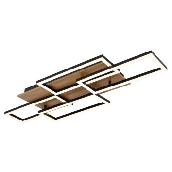 Globo Jeffry Deckenleuchte LED Naturfarben, Schwarz, 1-flammig, Fernbedienung