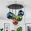Gastor Deckenleuchte Glas 15 cm Blau, Grün, Kupferfarben, 5-flammig