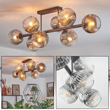 Ripoll Deckenleuchte Glas 15 cm Klar, Rauchfarben, 8-flammig