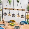 Koyoto Pendelleuchte Glas 15 cm Naturfarben, Schwarz, 5-flammig