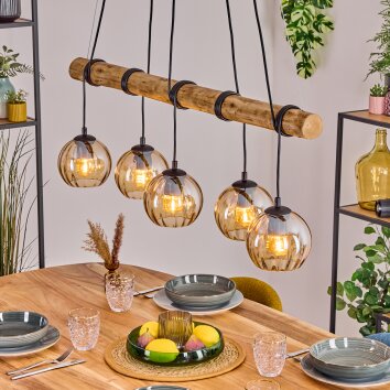 Koyoto Pendelleuchte Glas 15 cm Naturfarben, Schwarz, 5-flammig Koyoto Pendelleuchte Glas 15 cm Naturfarben, Schwarz, 5-flammig