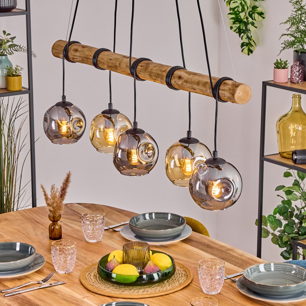 Ripoll Pendelleuchte Glas 15 cm Naturfarben, Schwarz, 5-flammig main product photo