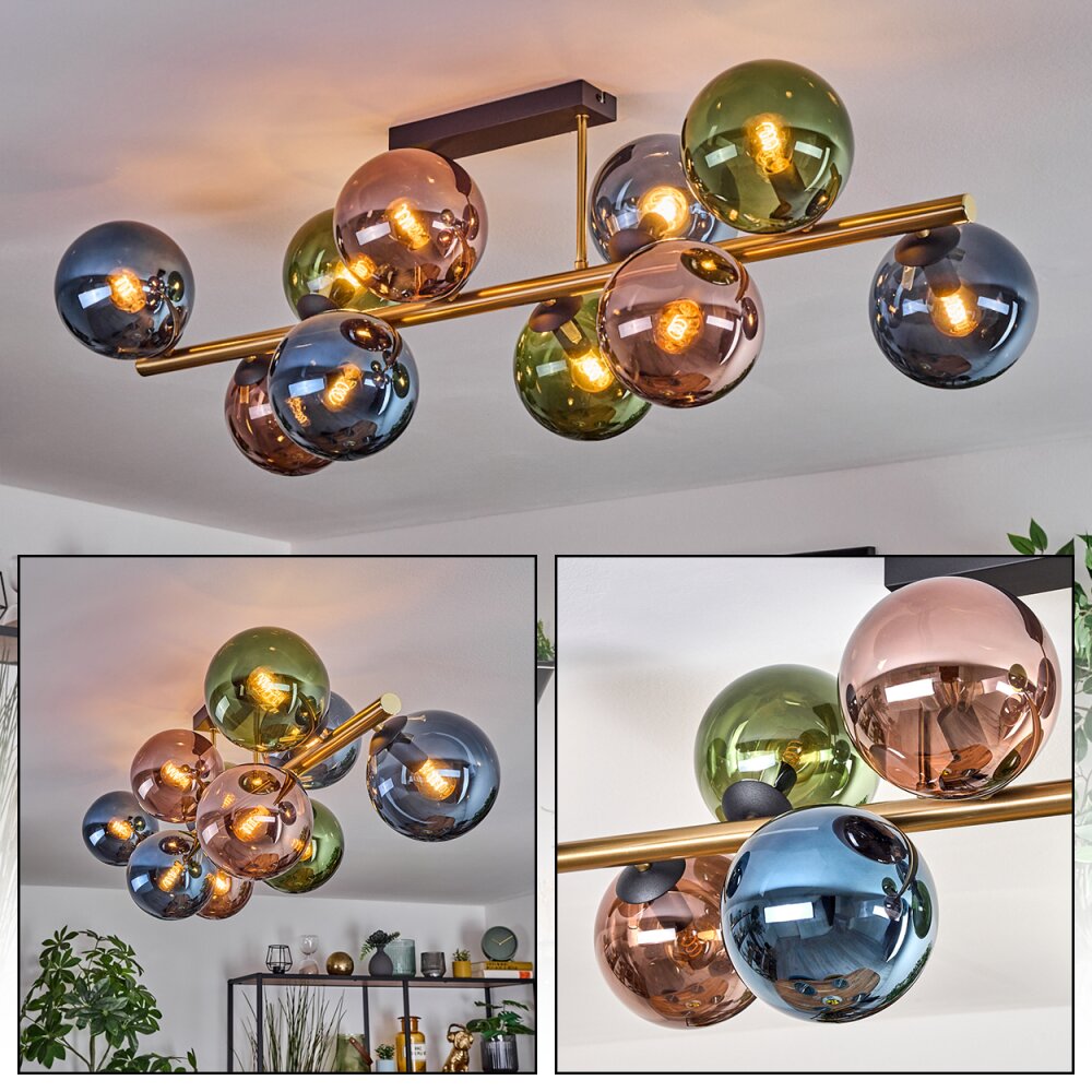 Gastor Deckenleuchte Glas 15 cm Gold, Schwarz, 10-flammig main product photo