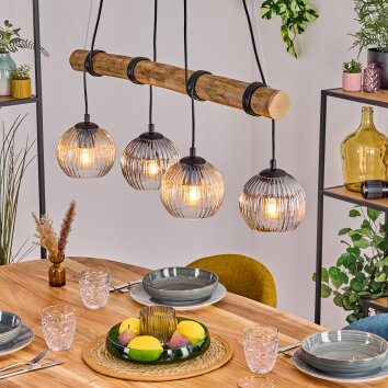Koyoto Pendelleuchte Glas 15 cm Naturfarben, Schwarz, 4-flammig