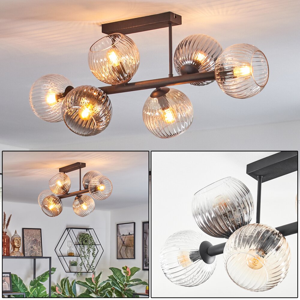 Koyoto Deckenleuchte Glas 15 cm Bernsteinfarben, Klar, Rauchfarben, 6-flammig main product photo