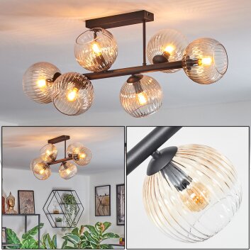 Koyoto Deckenleuchte Glas 15 cm Bernsteinfarben, Klar, 6-flammig