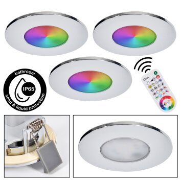 Paron Einbauleuchte 3-er Set LED Chrom, 3-flammig, Fernbedienung