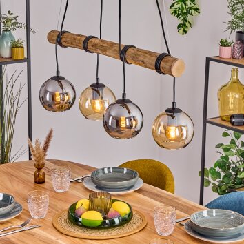 Koyoto Pendelleuchte Glas 15 cm Naturfarben, Schwarz, 4-flammig Koyoto Pendelleuchte Glas 15 cm Naturfarben, Schwarz, 4-flammig