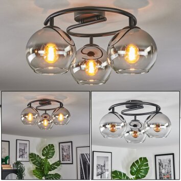 Koyoto Deckenleuchte Glas 15 cm Chrom, Klar, Rauchfarben, 3-flammig