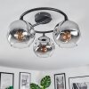 Ripoll Deckenleuchte Glas 15 cm Chrom, Klar, Rauchfarben, 3-flammig