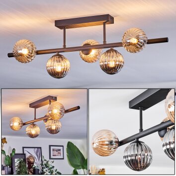 Chehalis Deckenleuchte Glas 10 cm Schwarz, 5-flammig