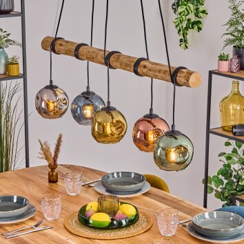Ripoll Pendelleuchte Glas 15 cm Naturfarben, Schwarz, 5-flammig Ripoll Pendelleuchte Glas 15 cm Naturfarben, Schwarz, 5-flammig