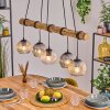 Ripoll Pendelleuchte Glas 15 cm Naturfarben, Schwarz, 5-flammig